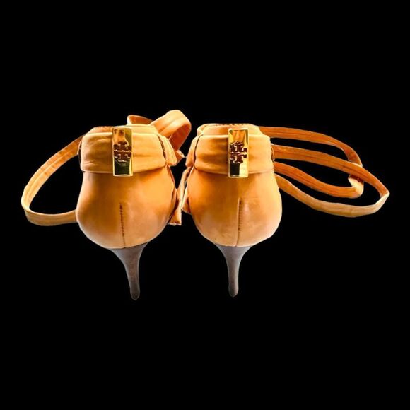 Tory Burch Lambskin Leather Strappy Tie/Wrap Stiletto Heels Sandals Size 9 EUC - Picture 2 of 8
